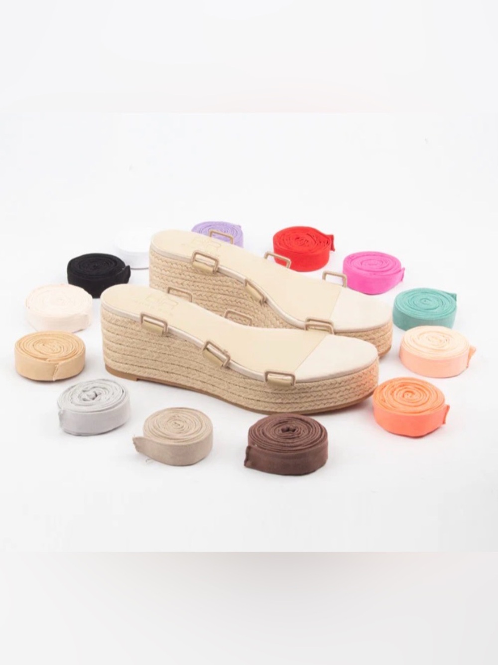 Espadrille Wedge Slide Sandals - with 13 interchangeable laces included